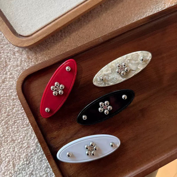 Metallic Flower Acrylic Snap Hair Clips – Premium Wholesale Collection