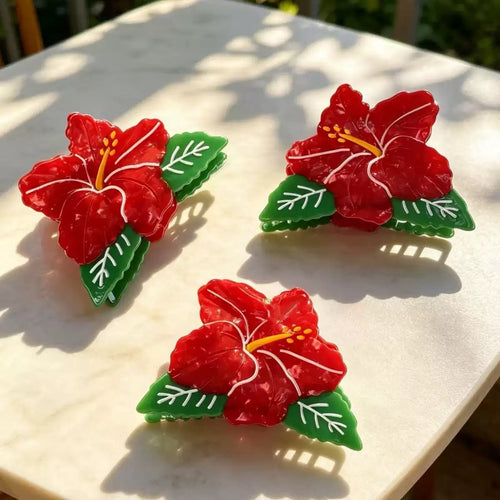 Tropical Red Hibiscus Acrylic Hair Claw Clips – Wholesale Collection (Copy)
