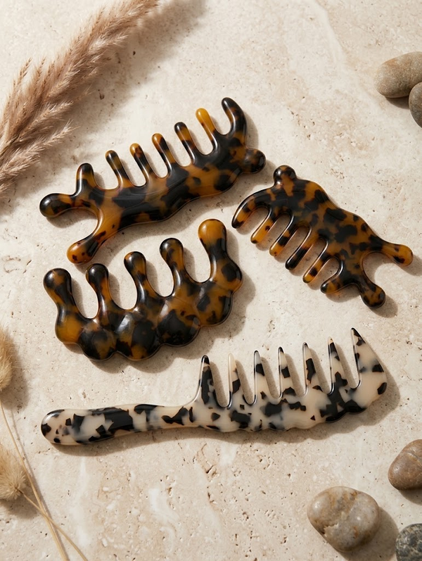 Ensemble de peignes en acrylique sculpté haut de gamme (collection de 4 pièces)