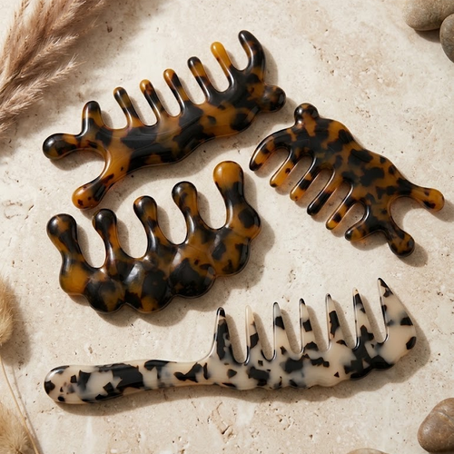 Premium Acrylic Sculpted Hair Comb Set (4-Piece Collection)